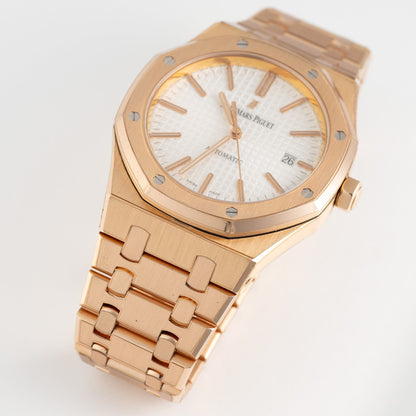 Audemars Piguet Royal Oak 15400OR 18K Rose Gold White Dial Box Papers - Watches