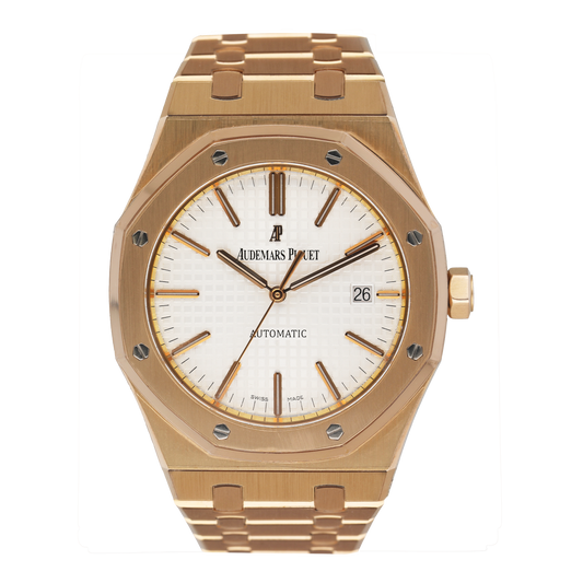 Audemars Piguet Royal Oak 15400OR 18K Rose Gold White Dial Box Papers - Watches