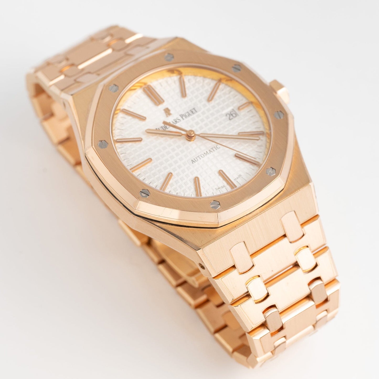 Audemars Piguet Royal Oak 15400OR 18K Rose Gold White Dial Box Papers - Watches