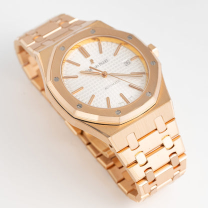 Audemars Piguet Royal Oak 15400OR 18K Rose Gold White Dial Box Papers - Watches