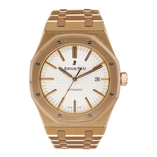 Audemars Piguet Royal Oak 15400OR 18K Rose Gold White Dial Box Papers - Watches