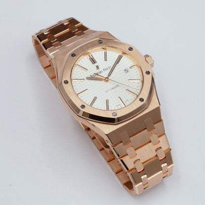 Audemars Piguet Royal Oak 15400OR 18K Rose Gold White Dial Box Papers - Watches