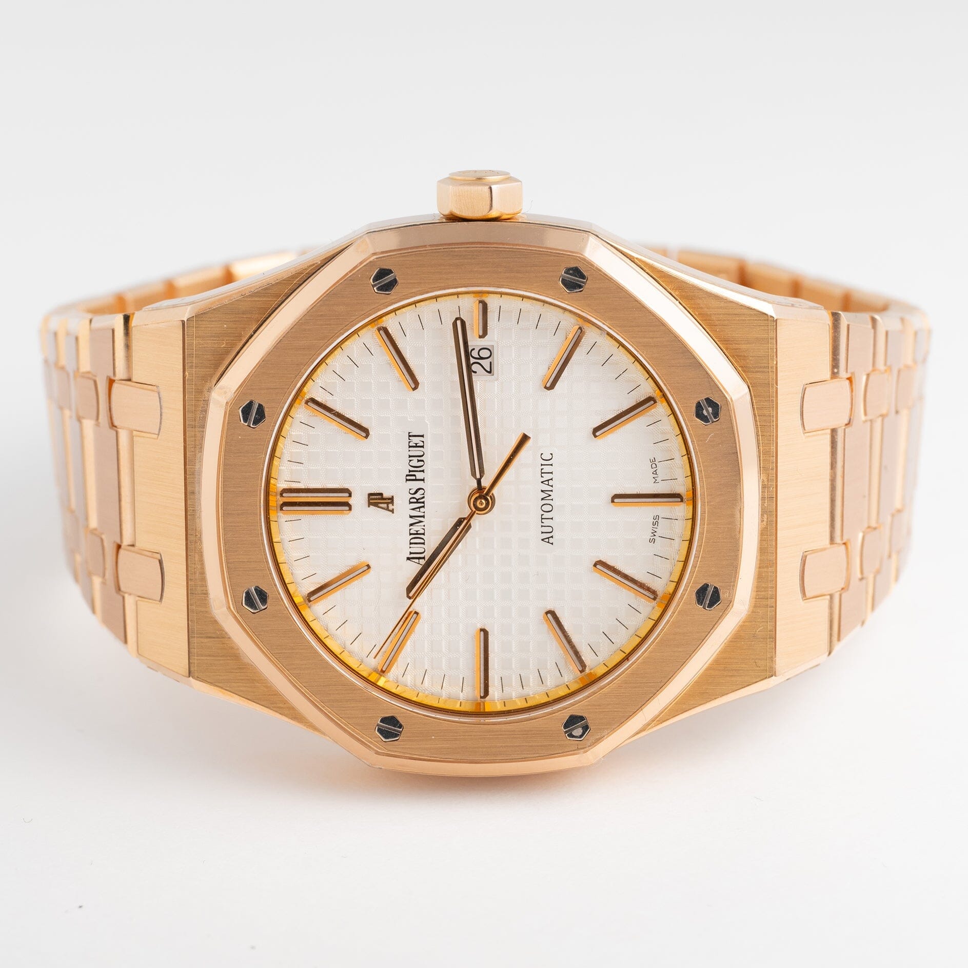Audemars Piguet Royal Oak 15400OR 18K Rose Gold White Dial Box Papers - Watches