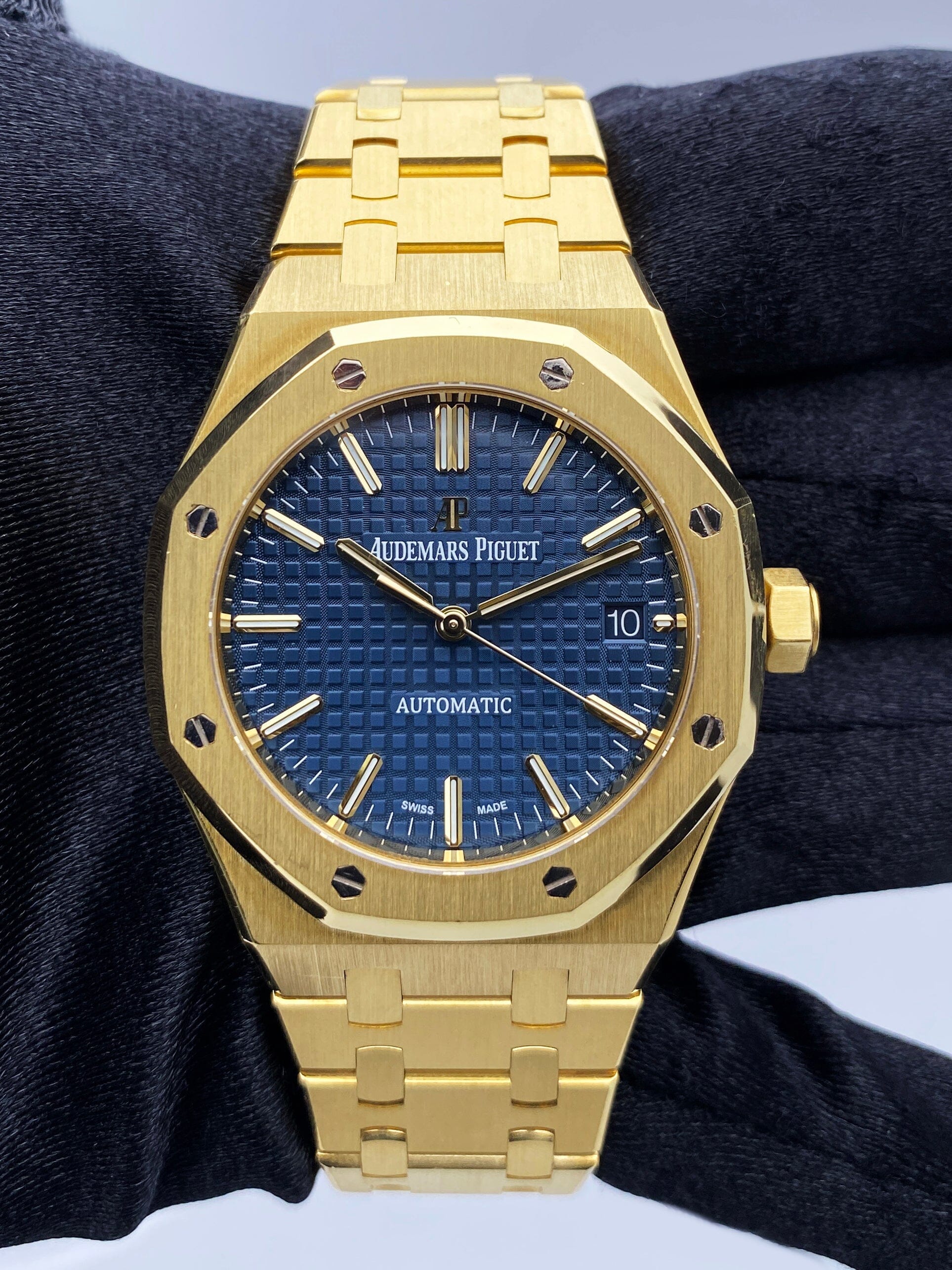 Audemars Piguet Royal Oak 15450BA Blue Dial 18K Yellow Gold Papers - Virtual