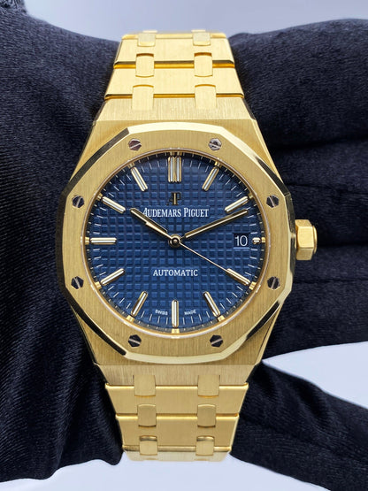 Audemars Piguet Royal Oak 15450BA Blue Dial 18K Yellow Gold Papers - Virtual