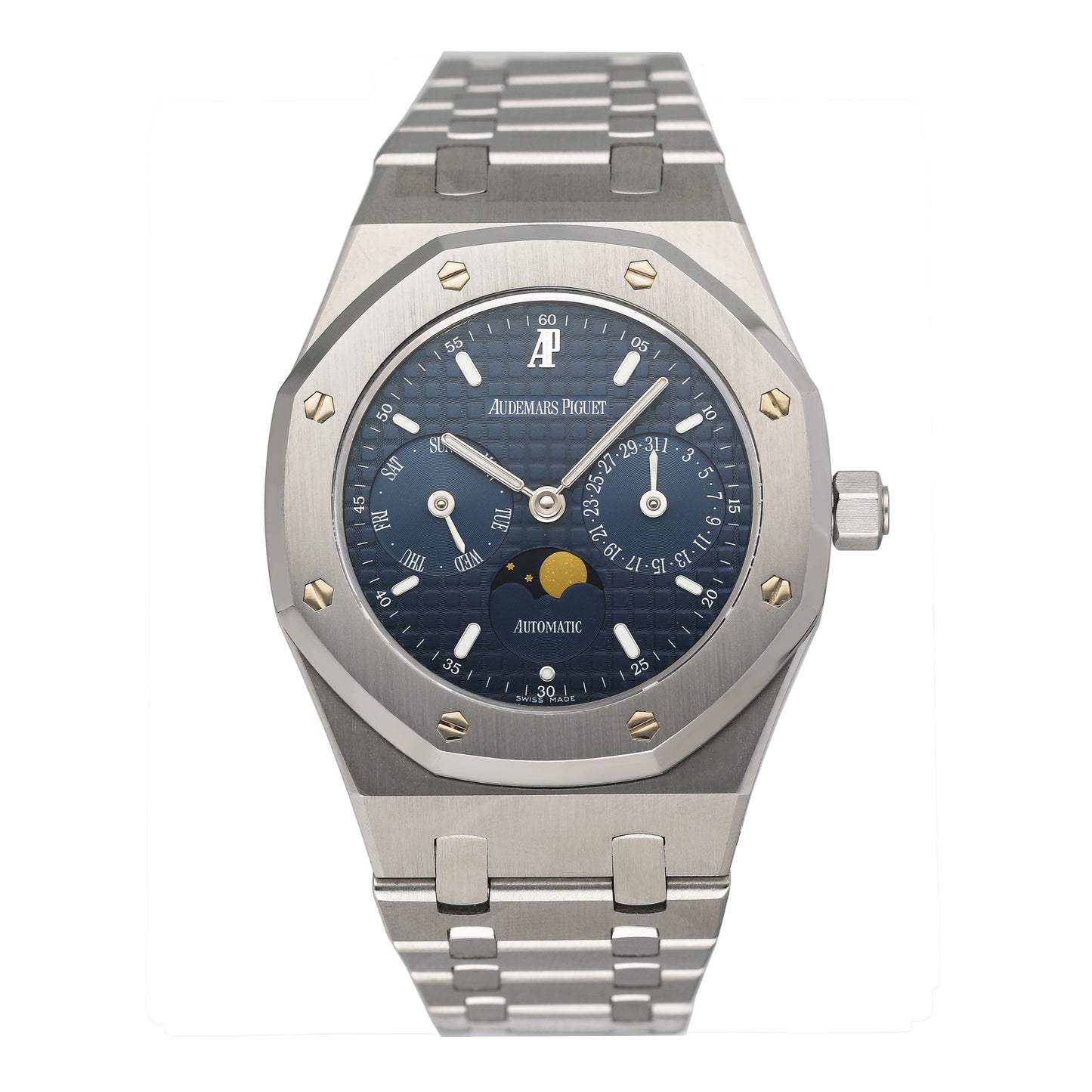 Audemars Piguet Royal Oak 25594ST Blue Dial Moonphase Mens Watch With Papers