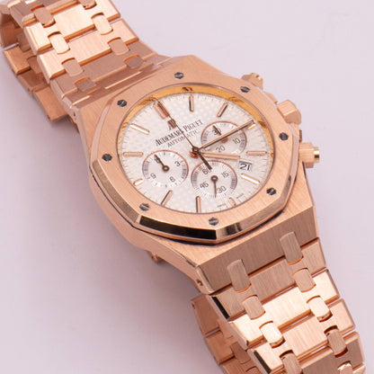 Audemars Piguet Royal Oak 26320OR Silver Dial Rose Gold Mens Watch Box Papers - Watches