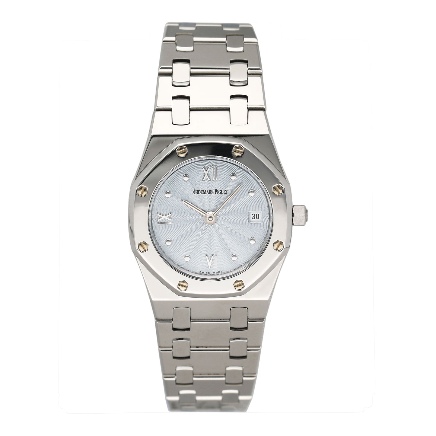Audemars Piguet Royal Oak 67370ST Ice Blue Dial Ladies Watch Box Papers - Watches