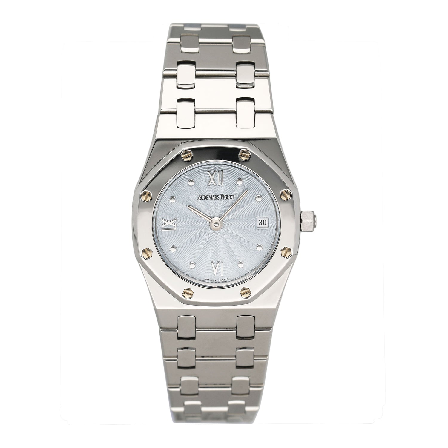 Audemars Piguet Royal Oak 67370ST Ice Blue Dial Ladies Watch Box Papers - Watches