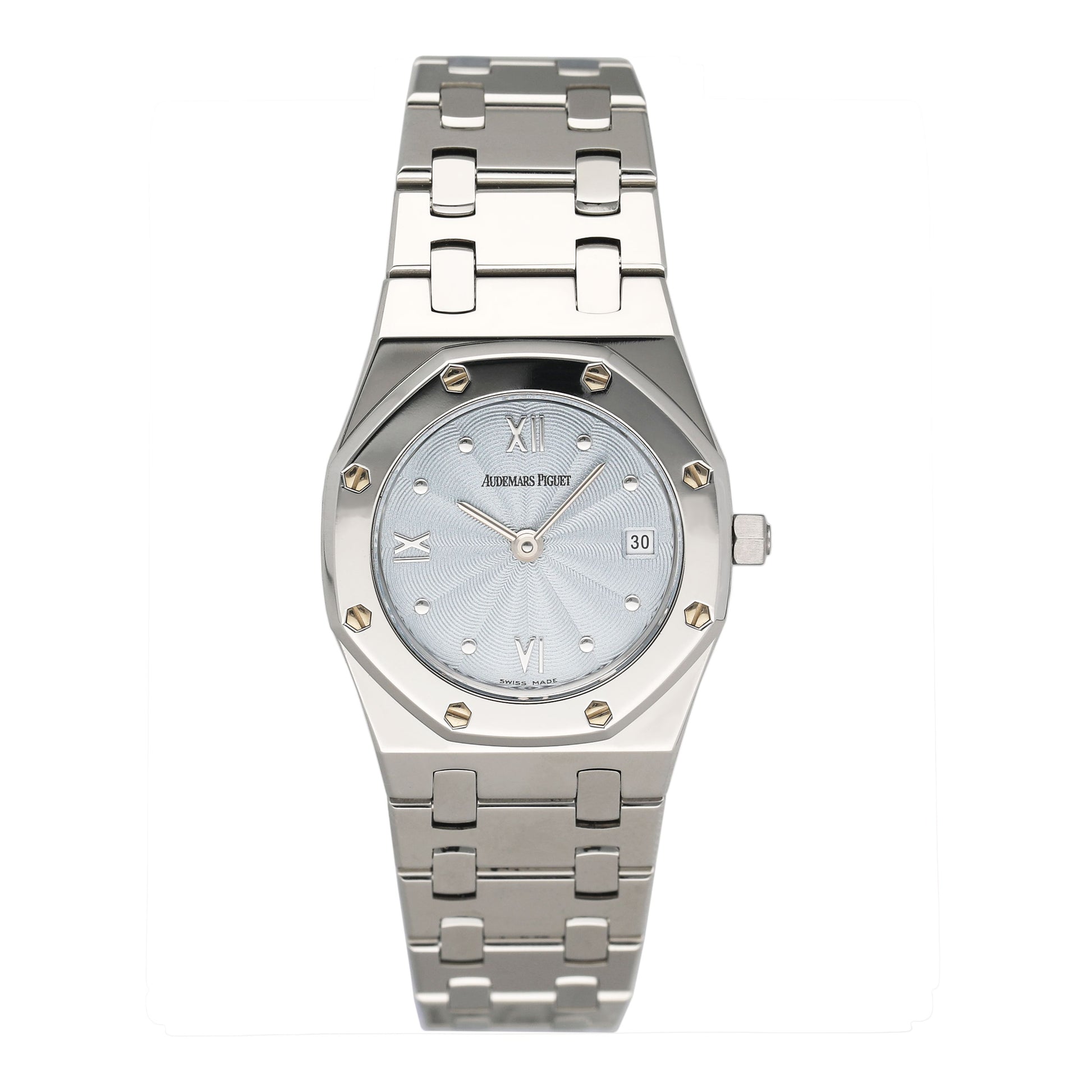 Audemars Piguet Royal Oak 67370ST Ice Blue Dial Ladies Watch Box Papers - Watches