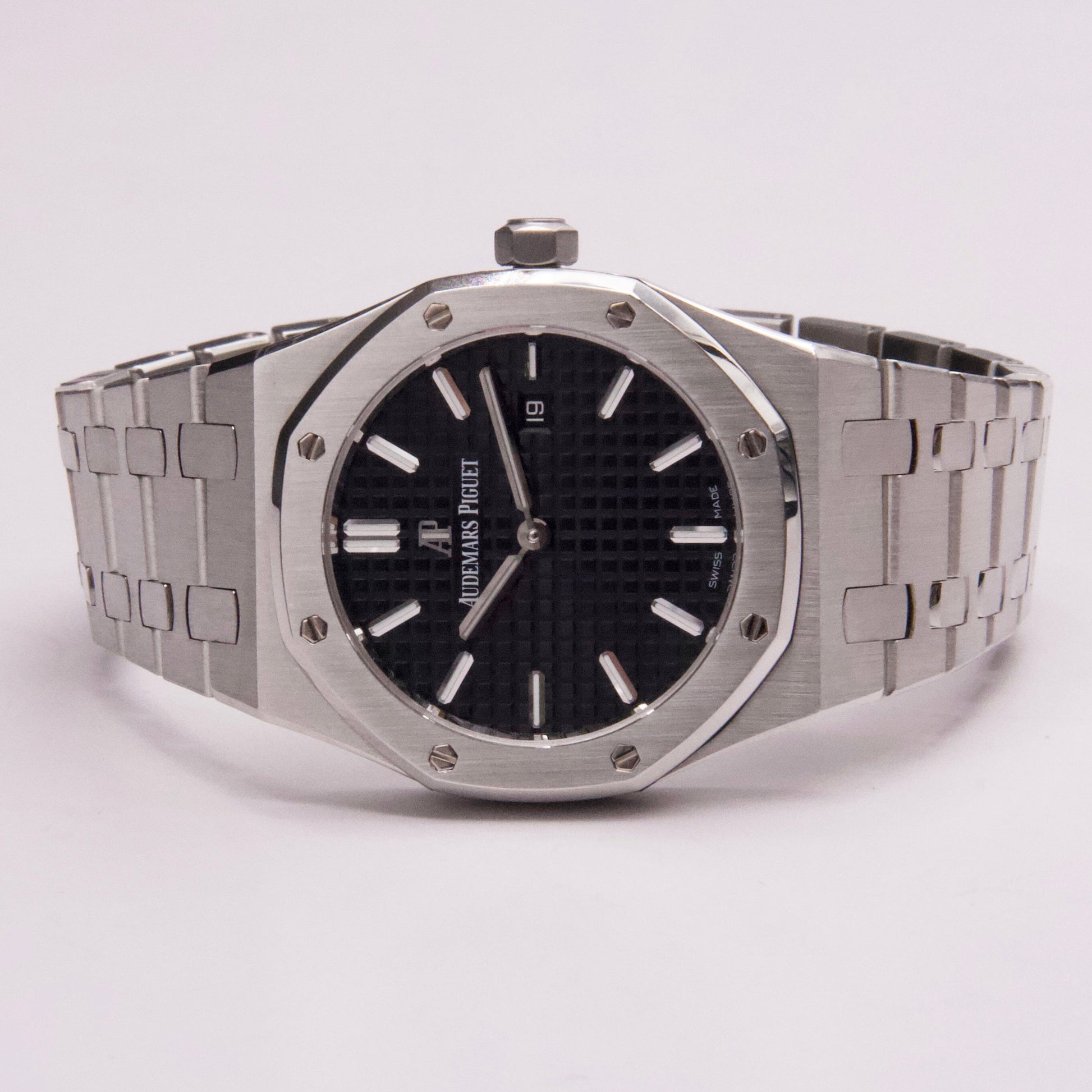 Audemars Piguet Royal Oak 67650ST Black Dial Ladies Watch With Papers - Wristwatch