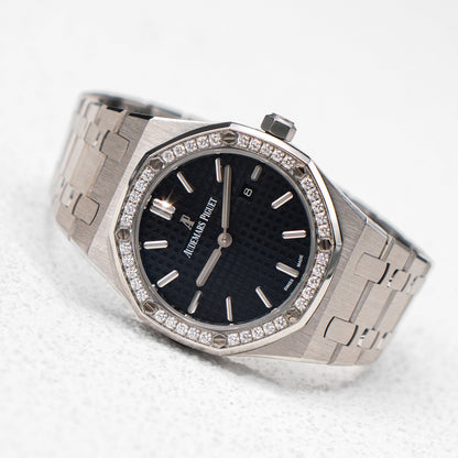 Audemars Piguet Royal Oak 67651ST Diamond Black Dial Ladies Watch - Watches
