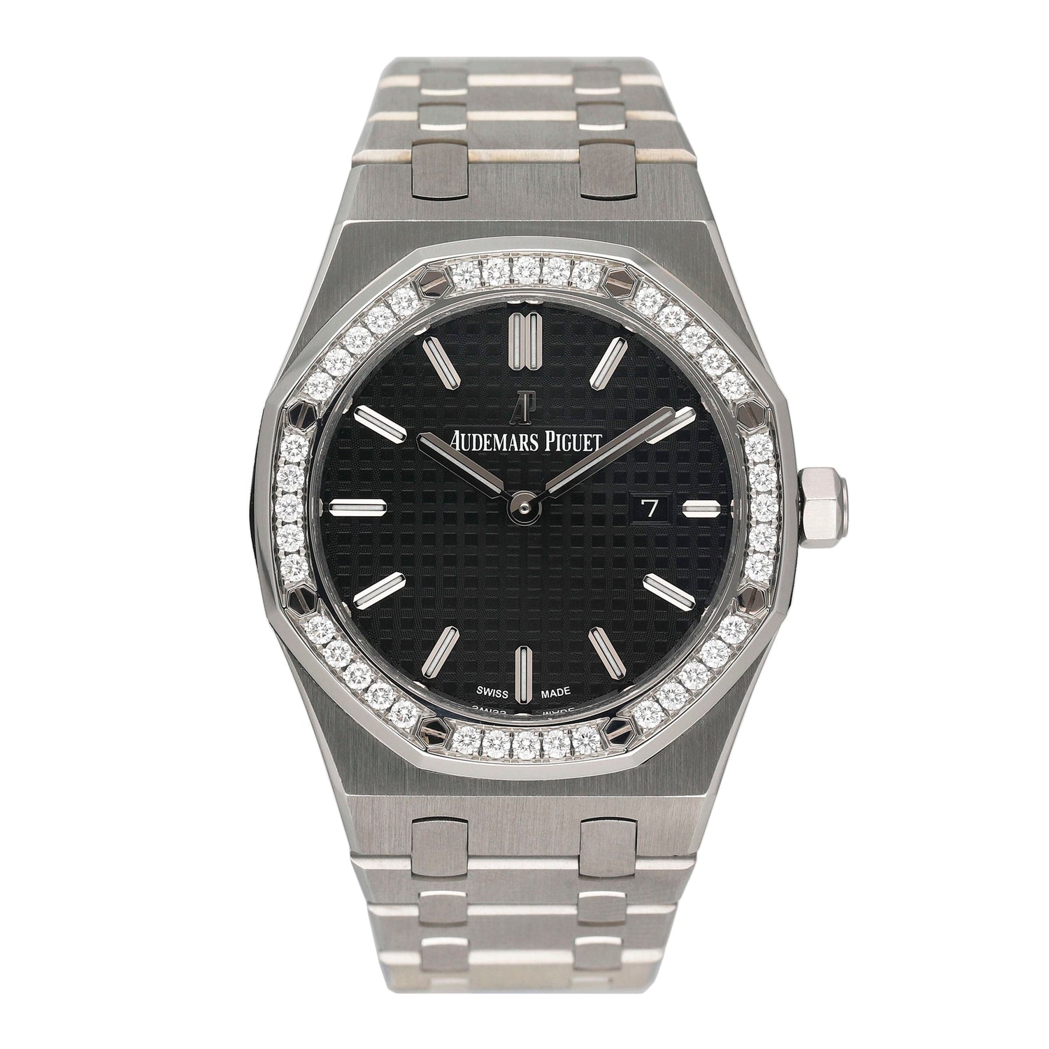 Audemars Piguet Royal Oak 67651ST Diamond Black Dial Ladies Watch - Watches