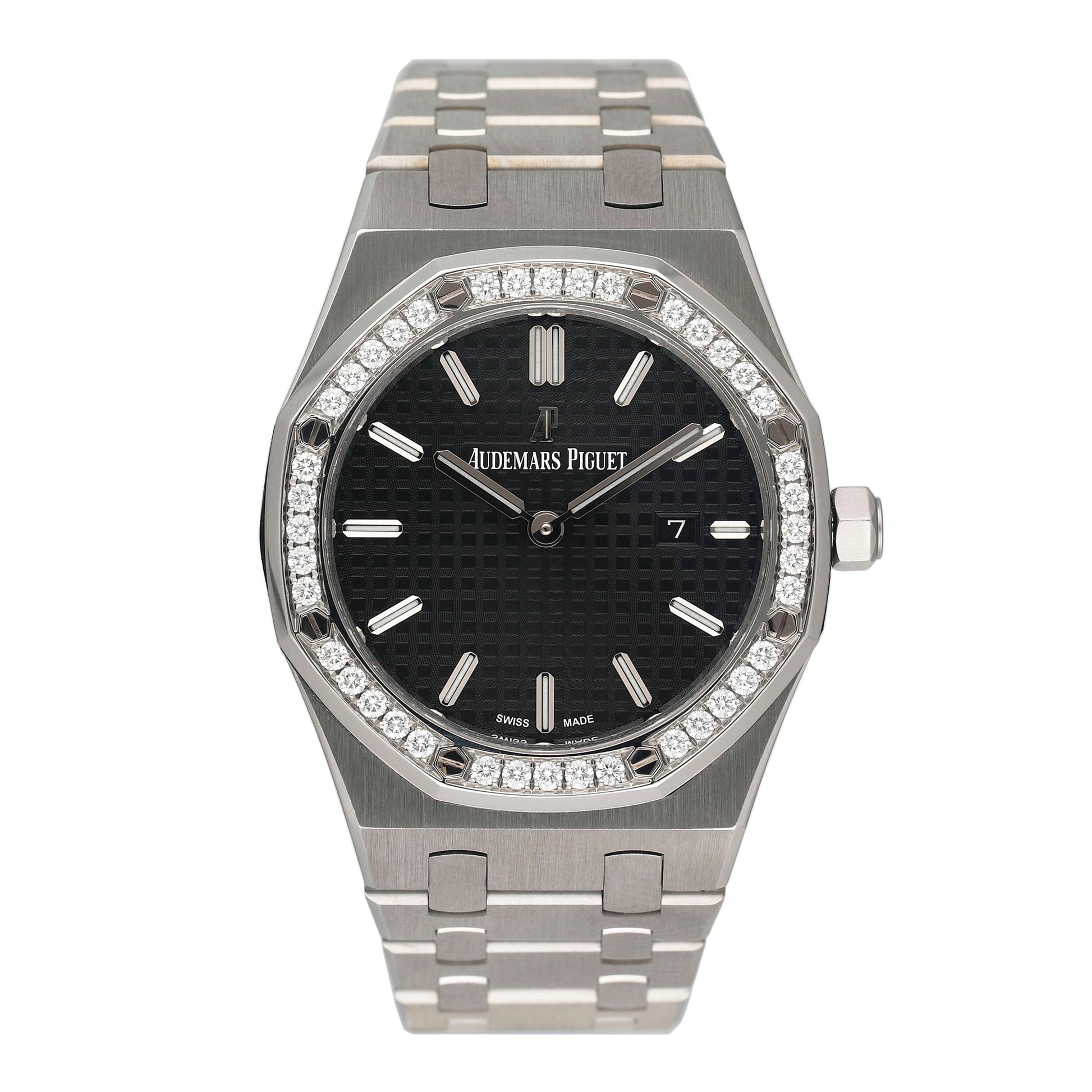 Audemars Piguet Royal Oak 67651ST Diamond Black Dial Ladies Watch - Watches