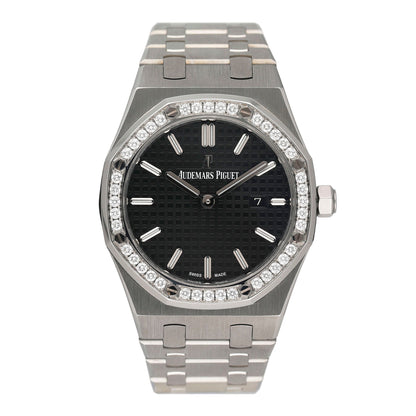 Audemars Piguet Royal Oak 67651ST Diamond Black Dial Ladies Watch - Watches