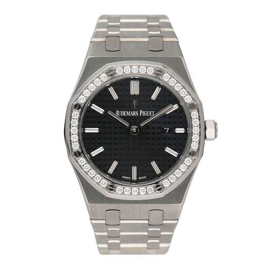 Audemars Piguet Royal Oak 67651ST Diamond Black Dial Ladies Watch