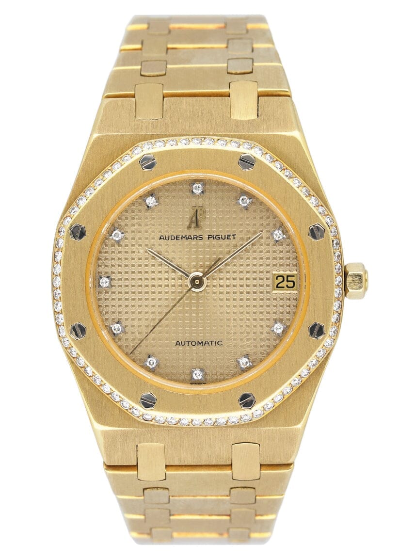 Audemars Piguet Royal Oak Diamond Champagne Dial 18K Yellow Gold Mens Watch - Watches