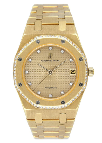 Audemars Piguet Royal Oak Diamond Champagne Dial 18K Yellow Gold Mens Watch - Watches