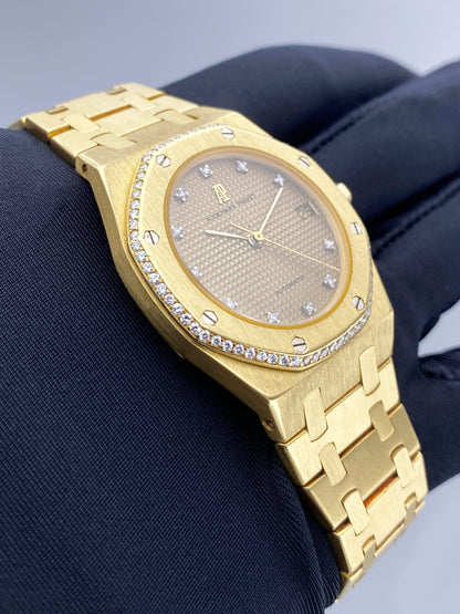 Audemars Piguet Royal Oak Diamond Champagne Dial 18K Yellow Gold Mens Watch - Watches