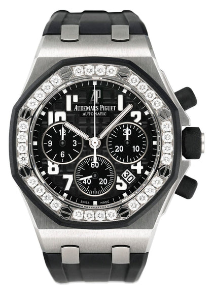Audemars Piguet Royal Oak Offshore 26048SK Diamond Black Dial Ladies Watch Box Papers - Watches