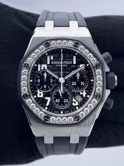 Audemars Piguet Royal Oak Offshore 26048SK Diamond Black Dial Ladies Watch Box Papers - Watches