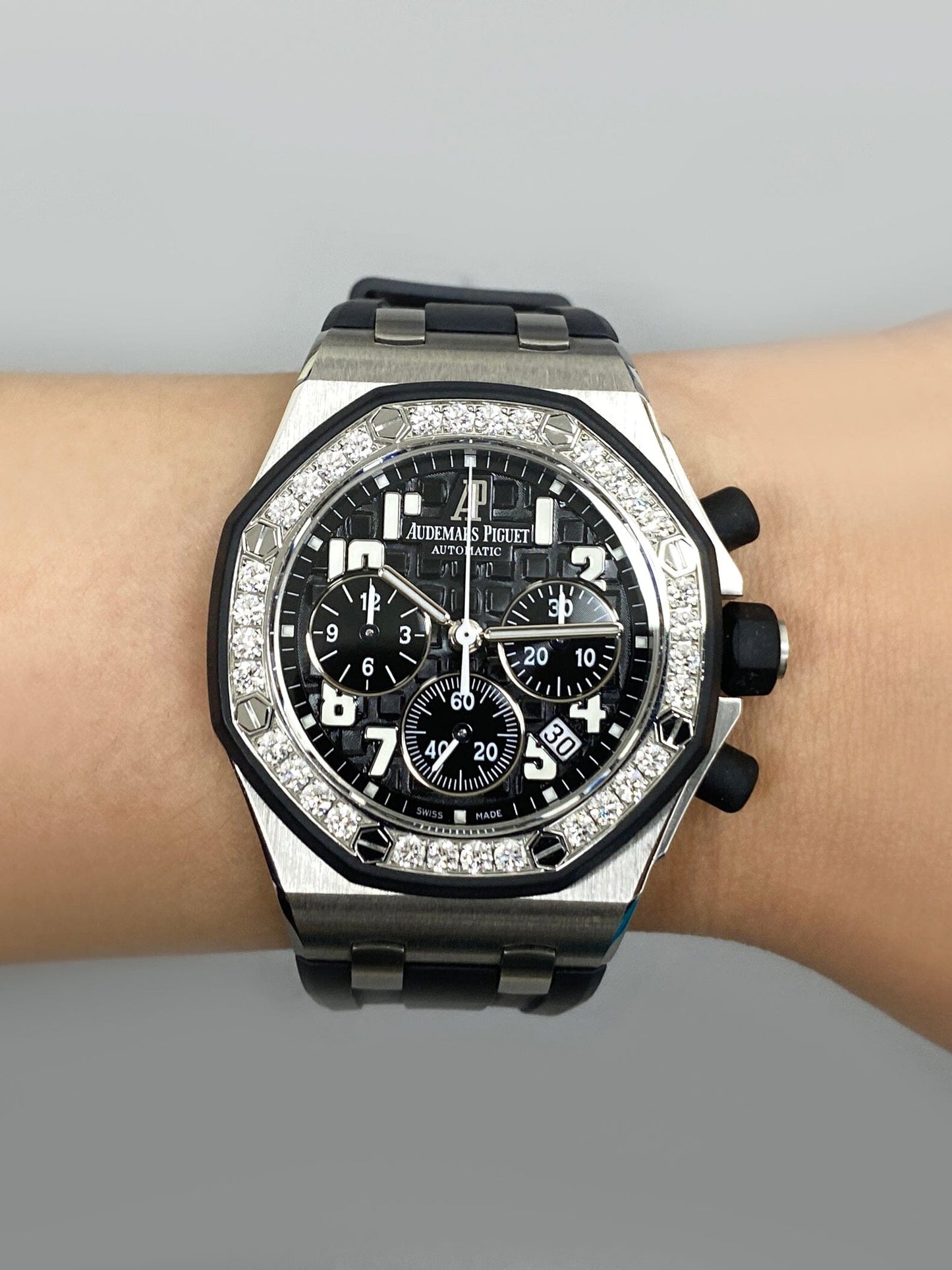 Audemars Piguet Royal Oak Offshore 26048SK Diamond Black Dial Ladies Watch Box Papers - Watches