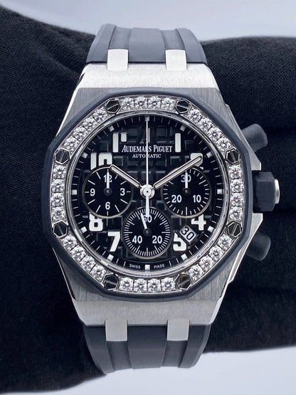 Audemars Piguet Royal Oak Offshore 26048SK Diamond Black Dial Ladies Watch Box Papers - Watches