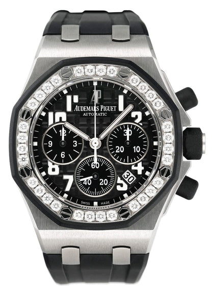 Audemars Piguet Royal Oak Offshore 26048SK Diamond Black Dial Ladies Watch Box Papers - Watches