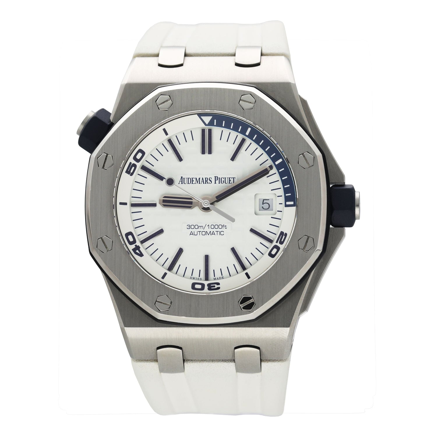 Audemars Piguet Royal Oak Offshore Diver 15710ST White Dial Mens Watch Box Papers - Watches