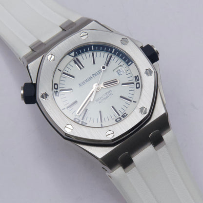 Audemars Piguet Royal Oak Offshore Diver 15710ST White Dial Mens Watch Box Papers - Watches