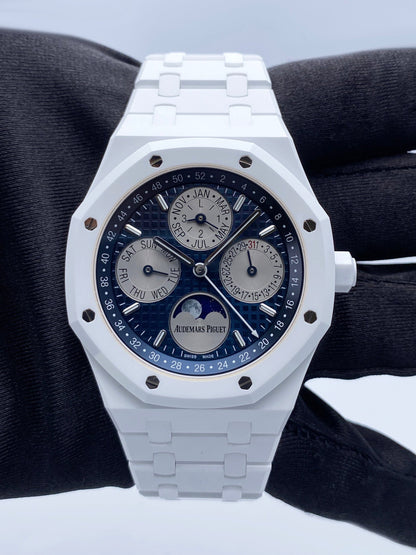 Audemars Piguet Royal Oak Perpetual Calendar 26579CB White Ceramic Mens Watch Box Papers - Watches