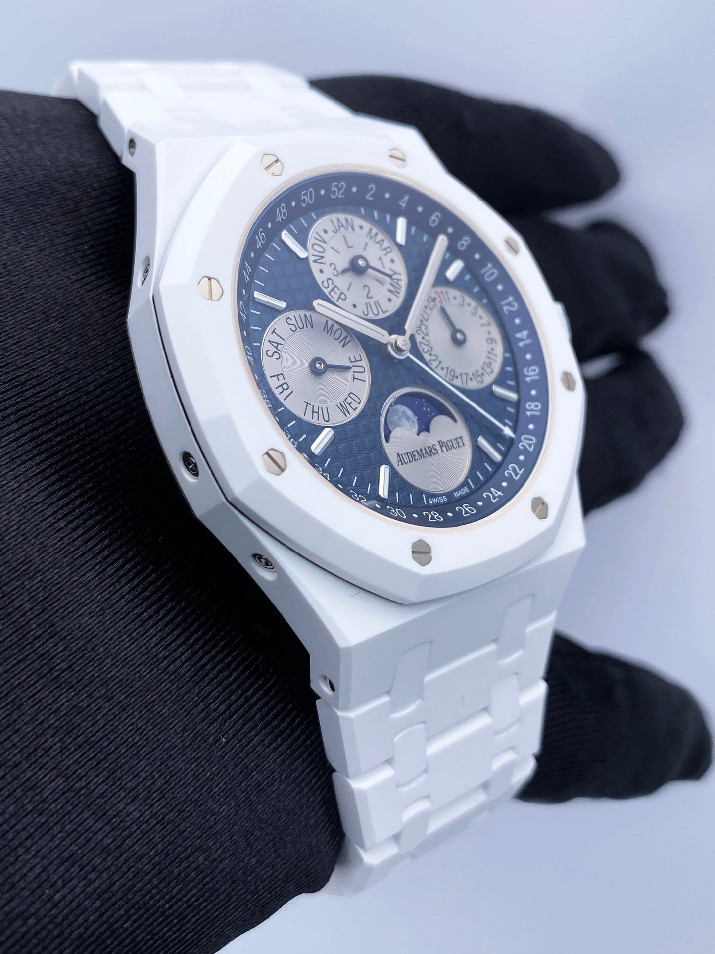 Audemars Piguet Royal Oak Perpetual Calendar 26579CB White Ceramic Mens Watch Box Papers - Watches