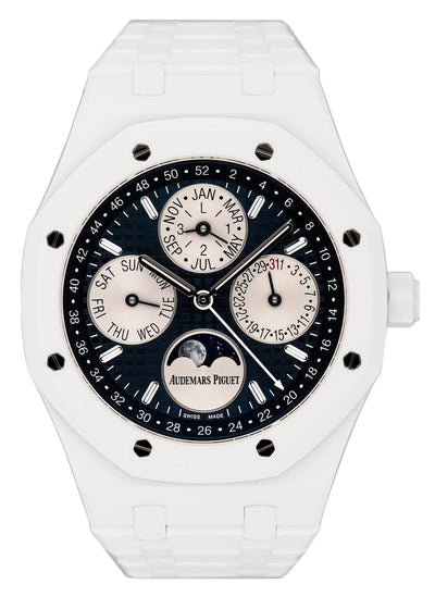 Audemars Piguet Royal Oak Perpetual Calendar 26579CB White Ceramic Mens Watch Box Papers - Watches