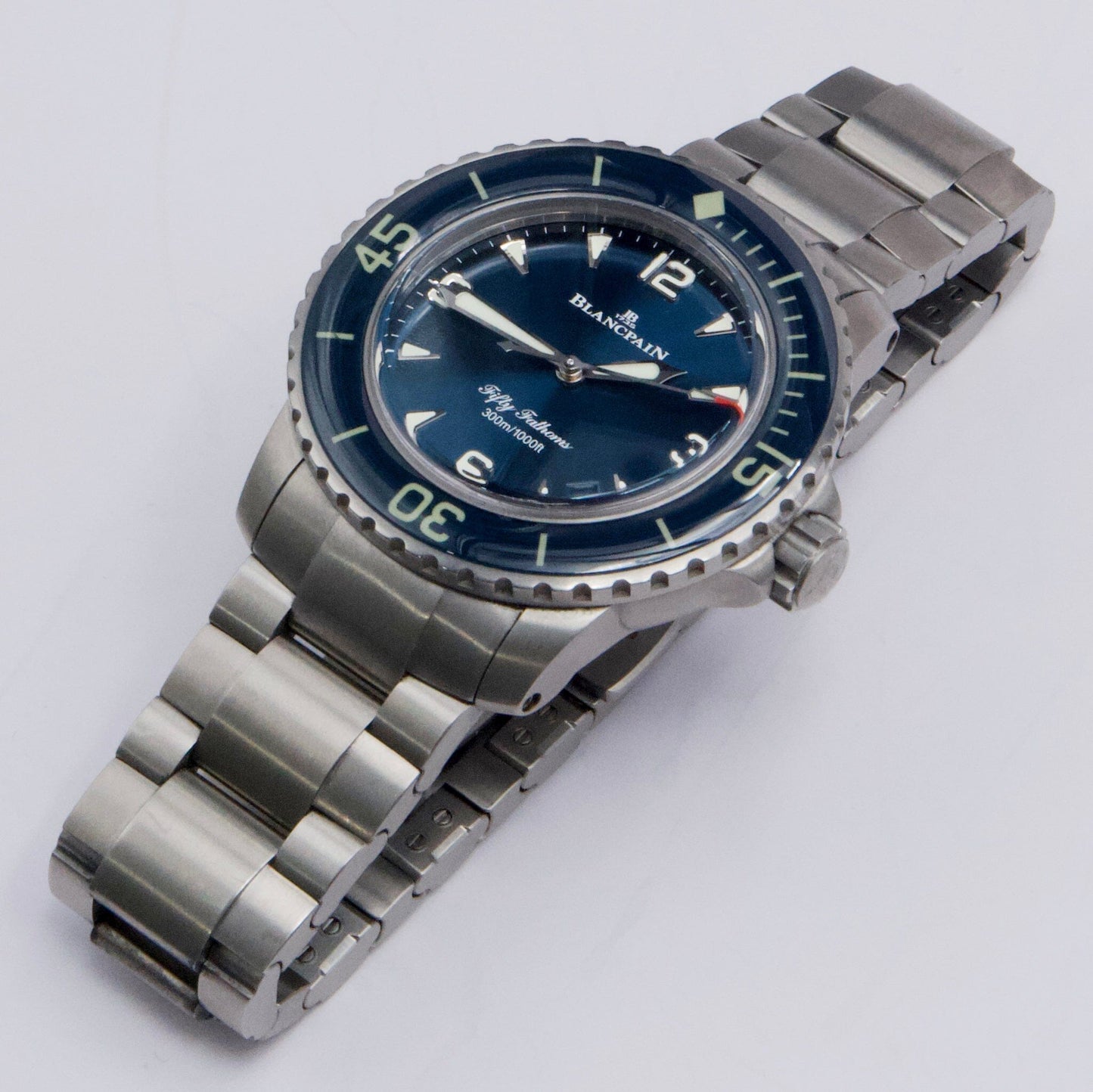 Blancpain Fifty Fathoms Automatique 5010 12B40 98S Blue Dial Titanium Mens Watch Box Papers - Watches