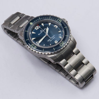 Blancpain Fifty Fathoms Automatique 5010 12B40 98S Blue Dial Titanium Mens Watch Box Papers - Watches