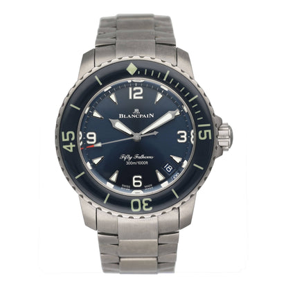 Blancpain Fifty Fathoms Automatique 5010 12B40 98S Blue Dial Titanium Mens Watch Box Papers - Watches