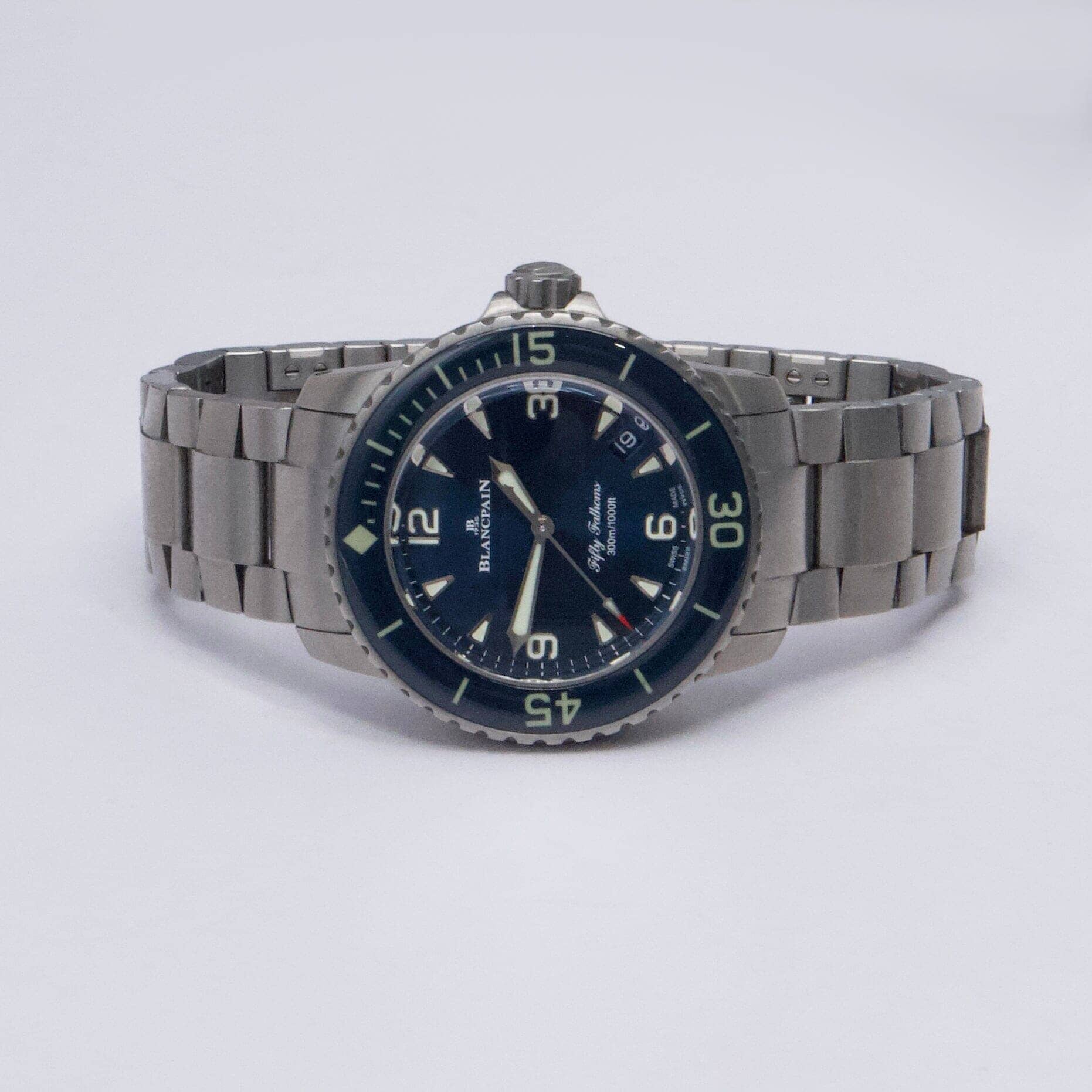 Blancpain Fifty Fathoms Automatique 5010 12B40 98S Blue Dial Titanium Mens Watch Box Papers - Watches