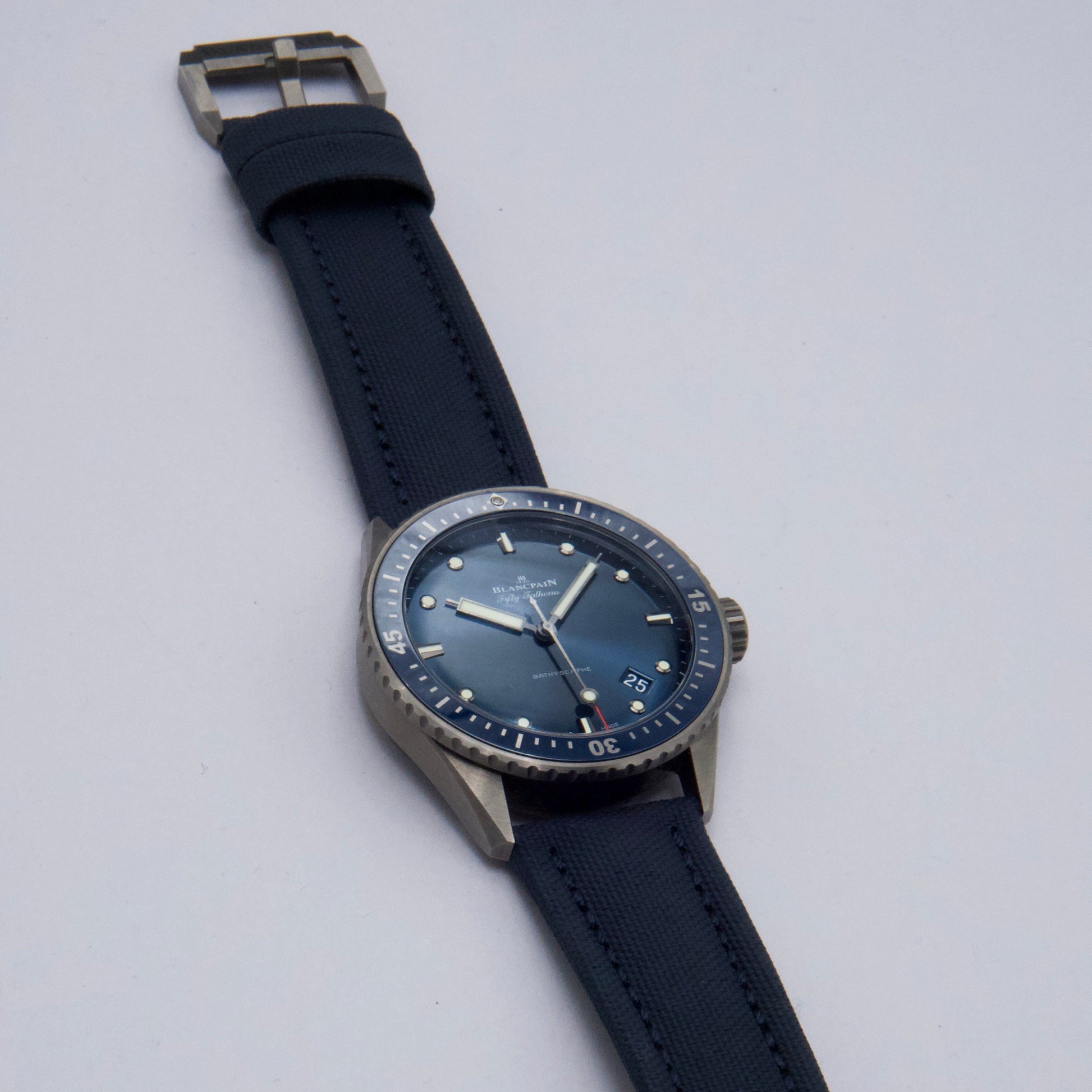 Blancpain Fifty Fathoms Bathyscaphe 5000 0240 O52A Blue Dial Ceramic Mens Watch Box Papers - Watches