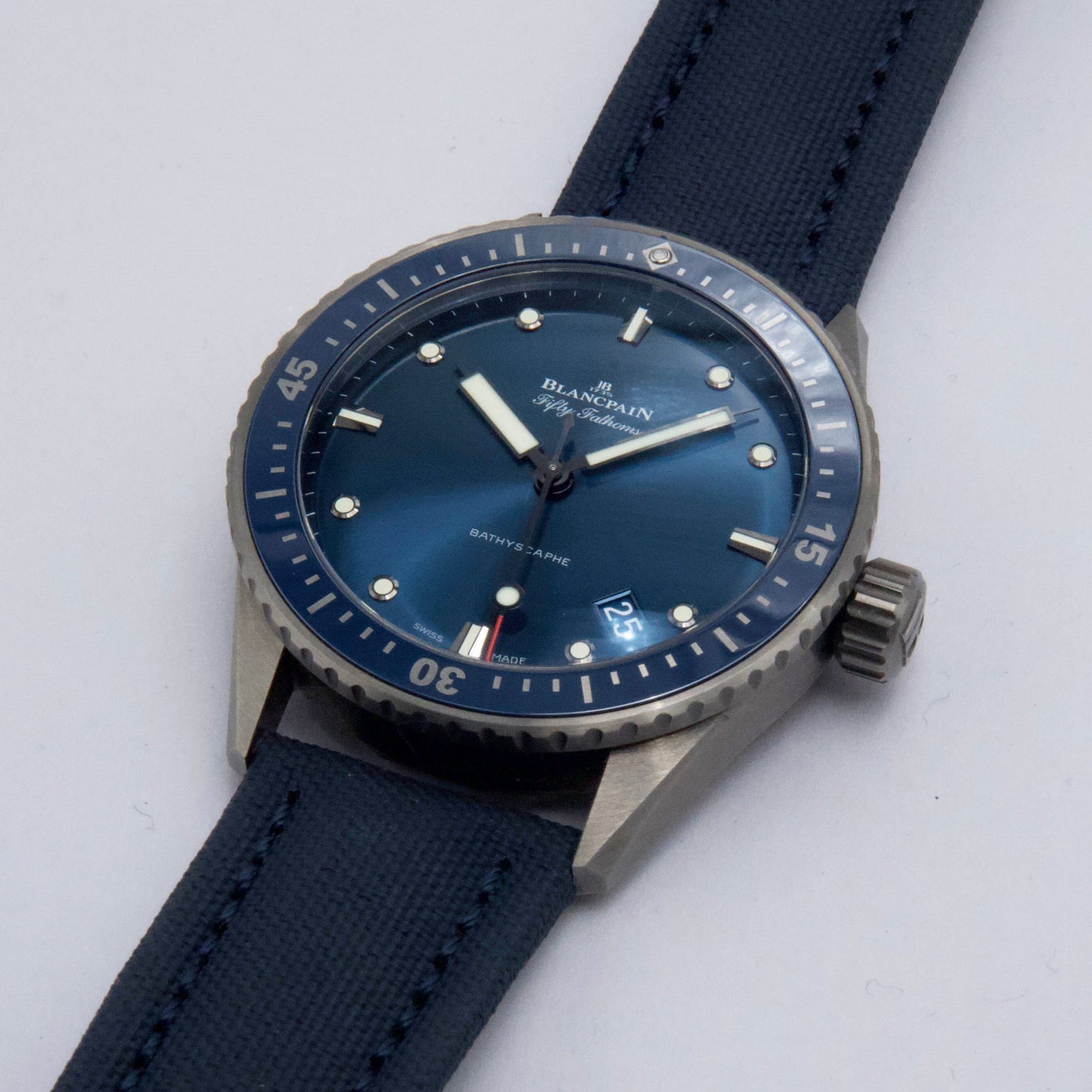 Blancpain Fifty Fathoms Bathyscaphe 5000 0240 O52A Blue Dial Ceramic Mens Watch Box Papers - Watches