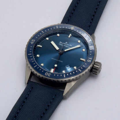 Blancpain Fifty Fathoms Bathyscaphe 5000 0240 O52A Blue Dial Ceramic Mens Watch Box Papers - Watches