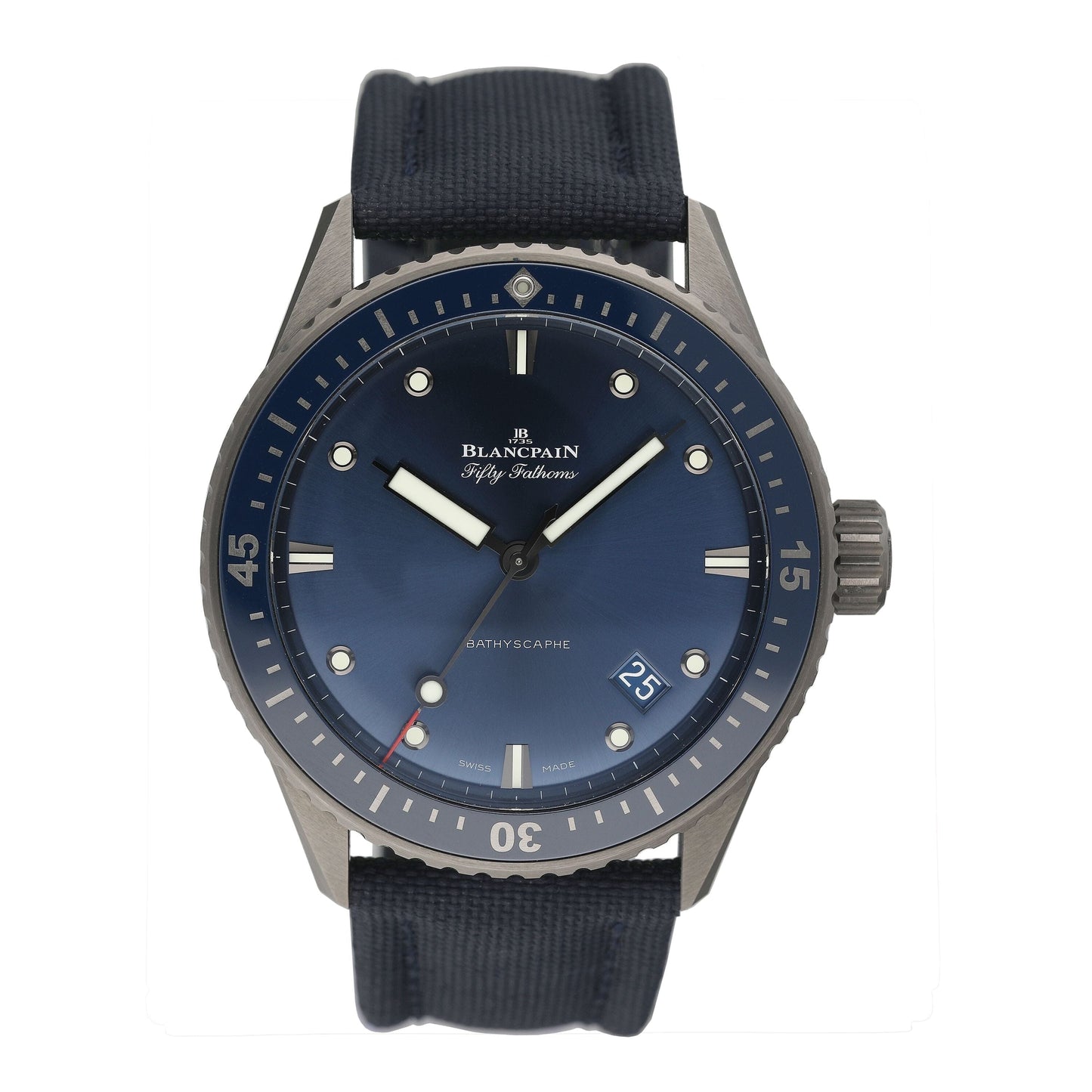Blancpain Fifty Fathoms Bathyscaphe 5000 0240 O52A Blue Dial Ceramic Mens Watch Box Papers - Watches