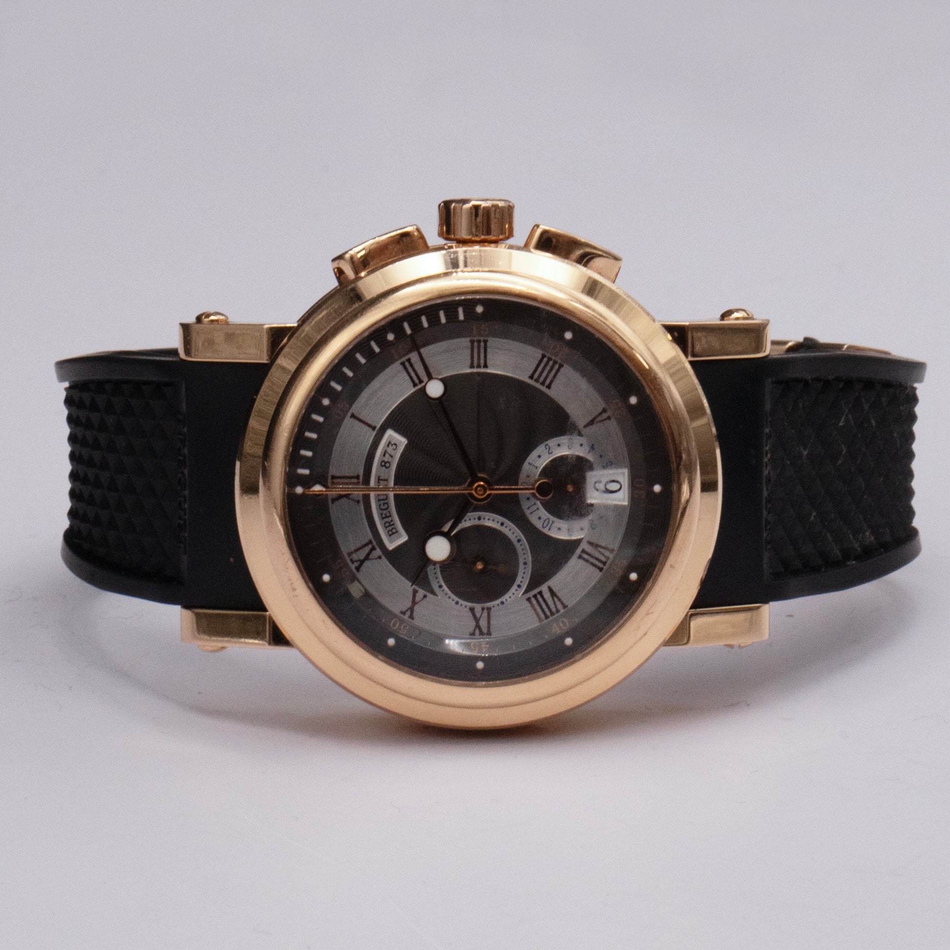 Breguet Marine 5827BR/Z2/5ZU Black Silver Dial Mens Watch - Wristwatch