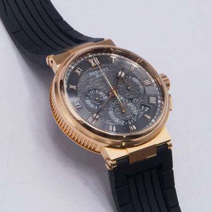 Breguet Marine Chronographe 5527 Slate Dial 18K Rose Gold Mens Watch Box Papers - Watches