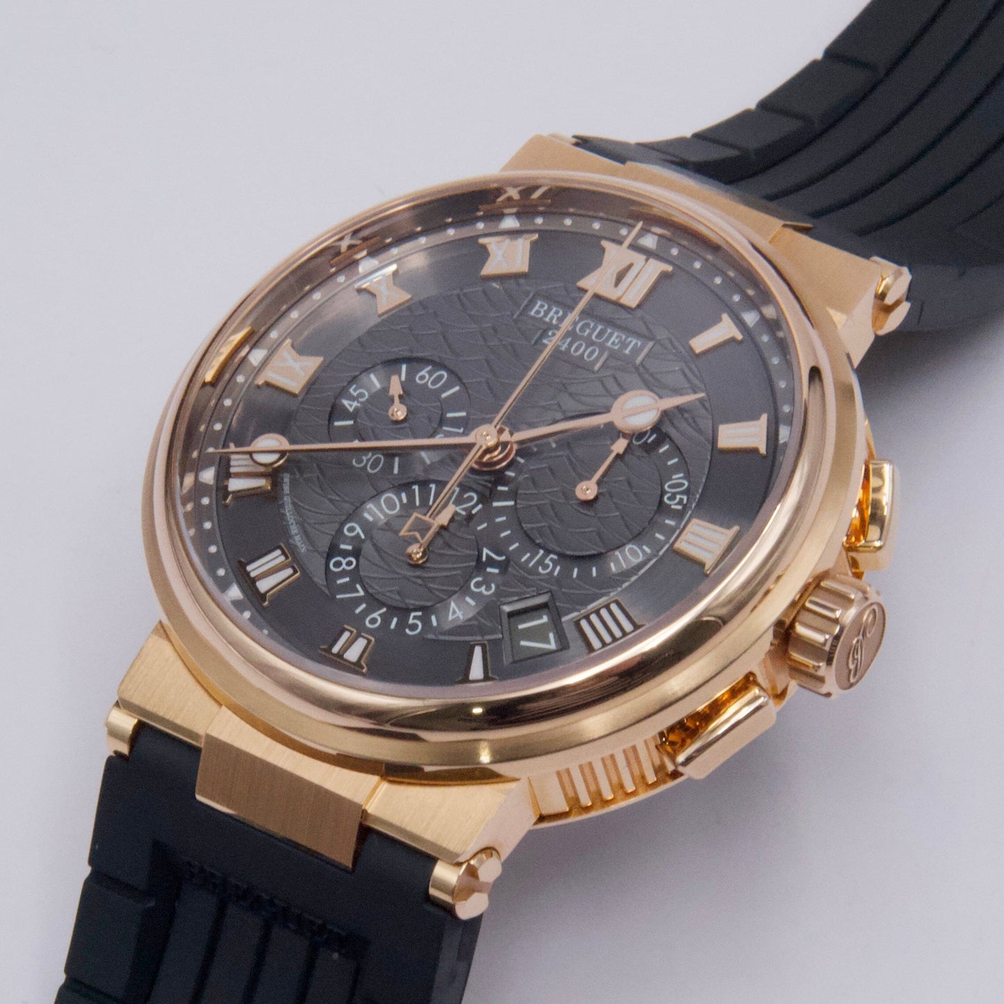 Breguet Marine Chronographe 5527 Slate Dial 18K Rose Gold Mens Watch Box Papers - Watches