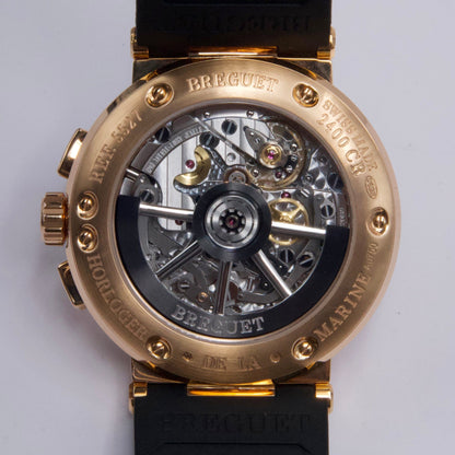 Breguet Marine Chronographe 5527 Slate Dial 18K Rose Gold Mens Watch Box Papers - Watches