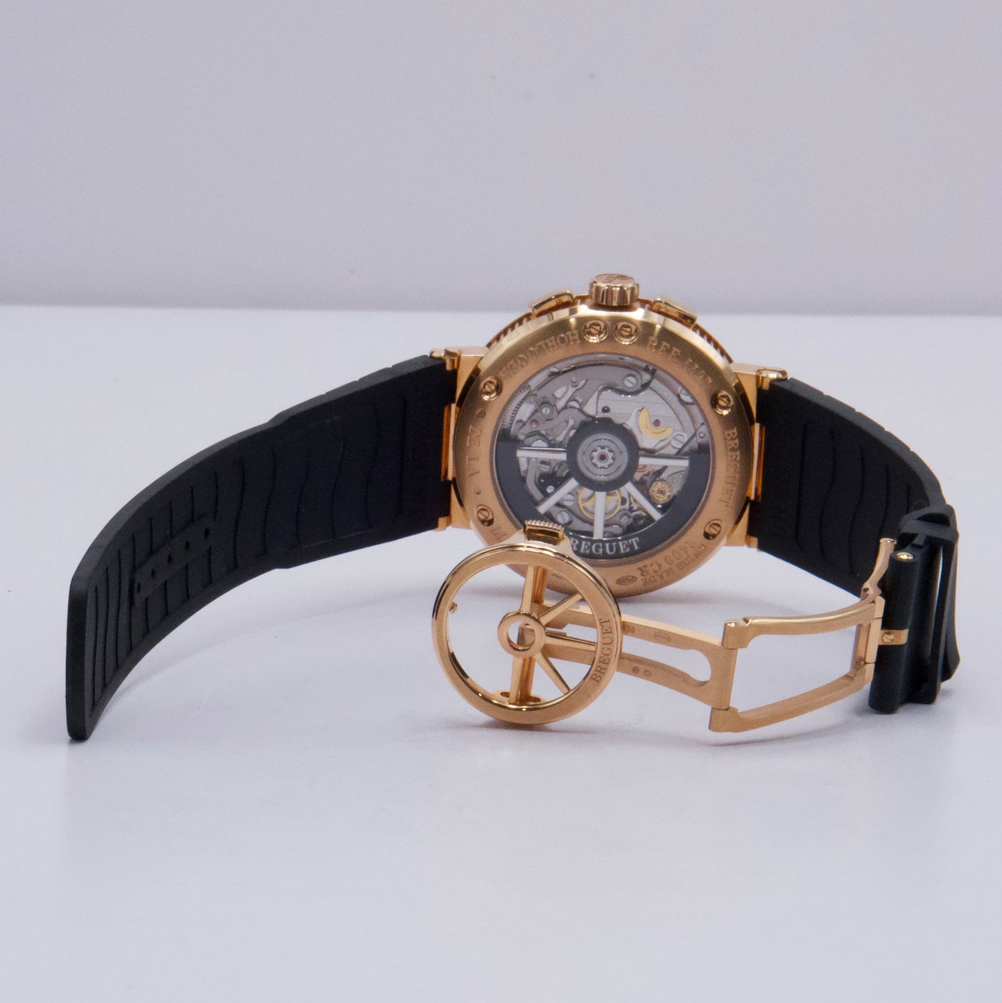 Breguet Marine Chronographe 5527 Slate Dial 18K Rose Gold Mens Watch Box Papers - Watches