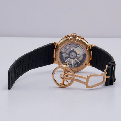 Breguet Marine Chronographe 5527 Slate Dial 18K Rose Gold Mens Watch Box Papers - Watches