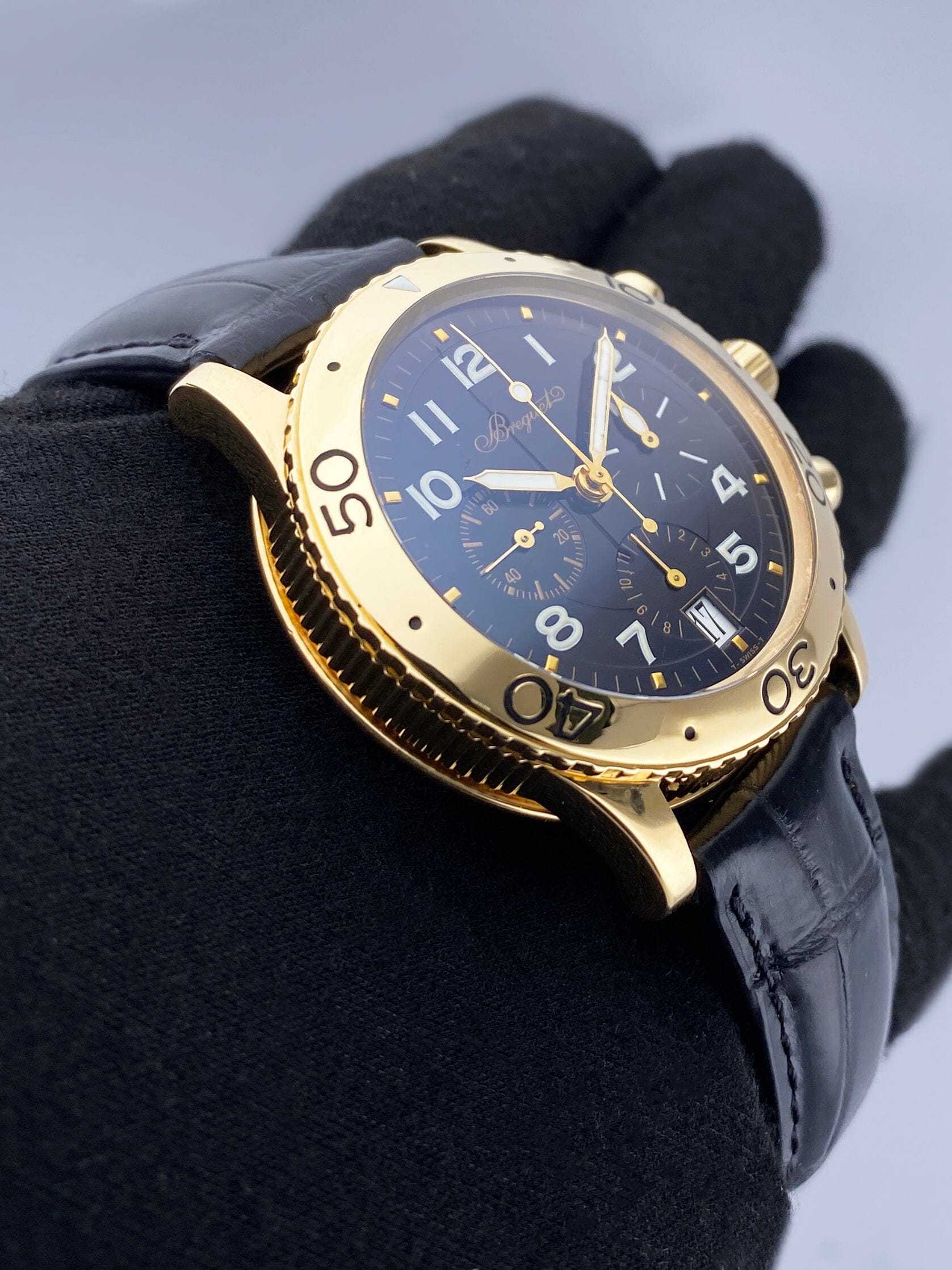 Breguet Type XX 3820 Black Dial 18K Yellow Gold Mens Watch – Phigora
