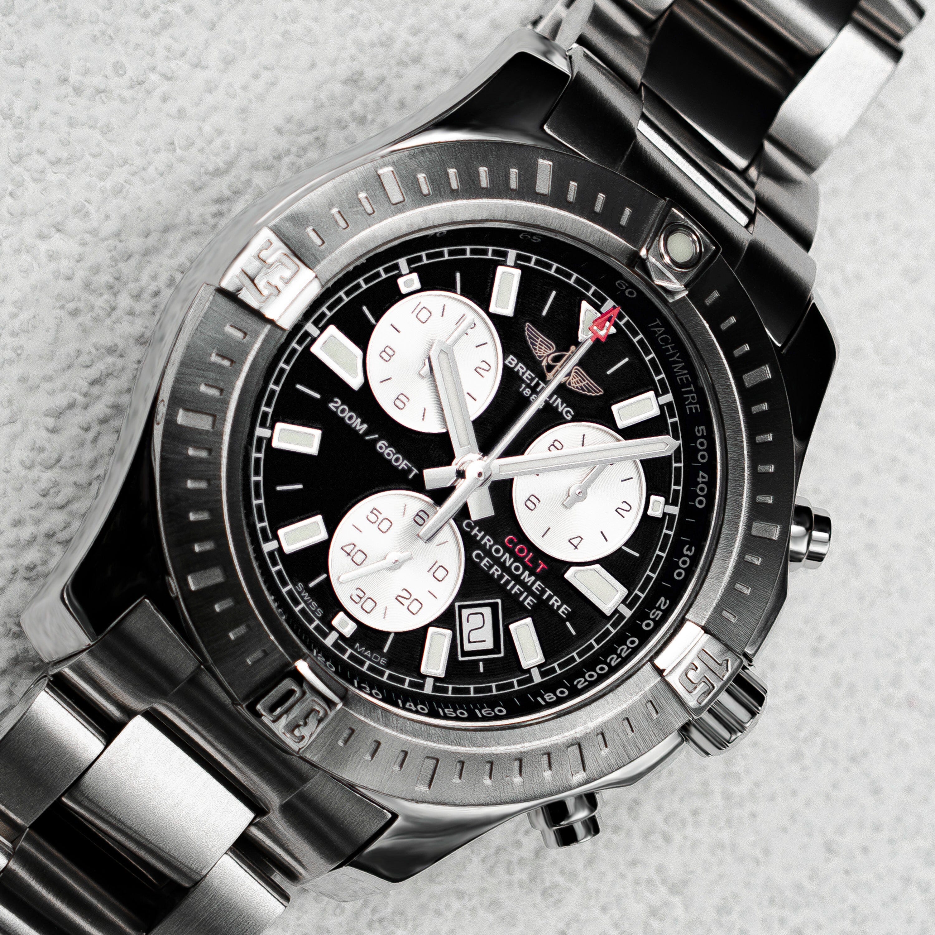 Breitling Colt Chronograph A73388 Black Dial Steel Mens – Phigora