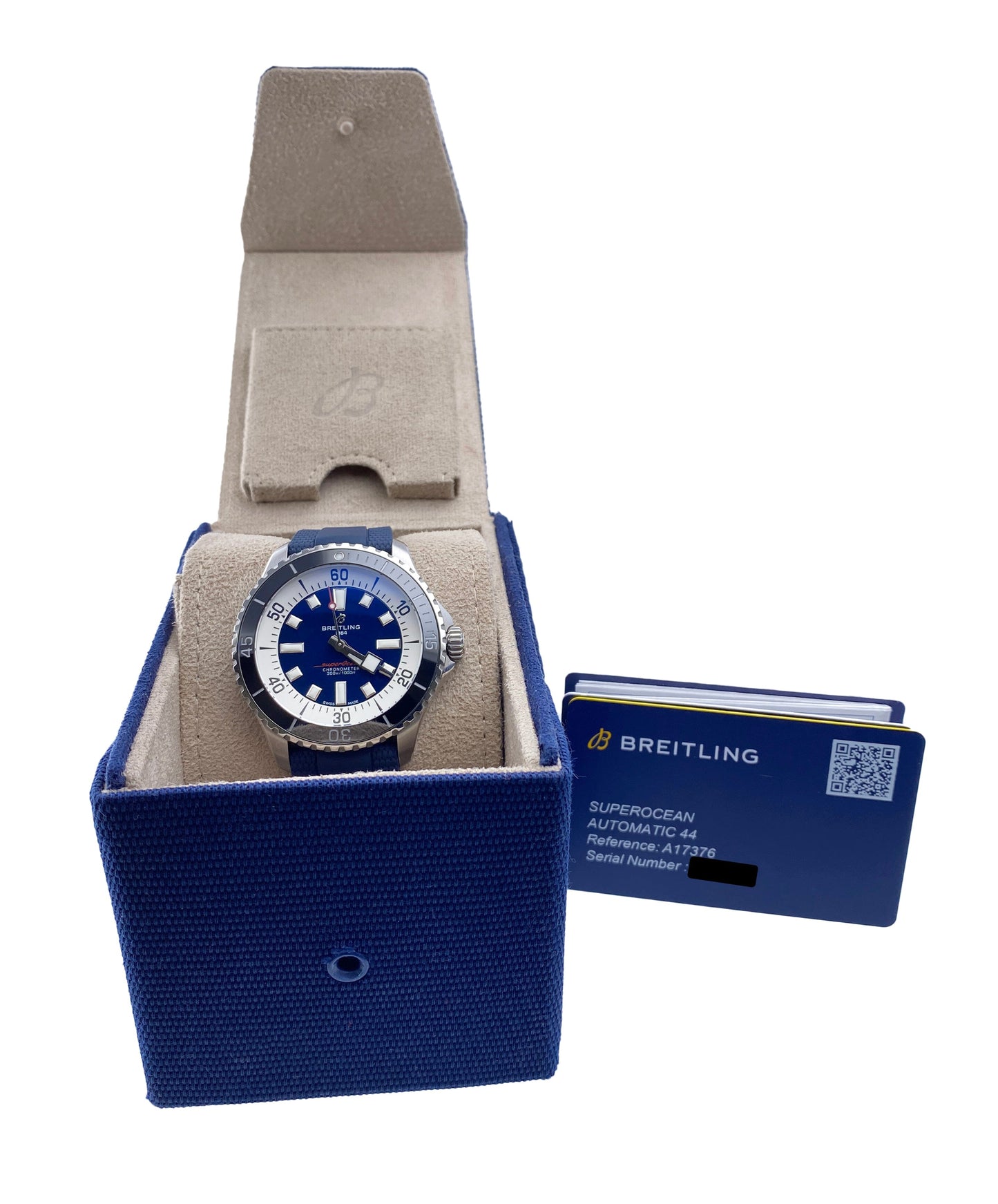 Breitling Superocean A17376 Blue Dial Mens Watch Box Papers - Watches